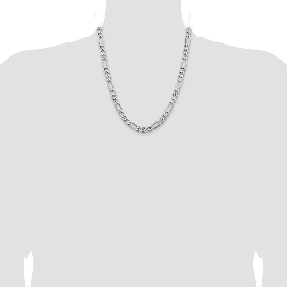 Sterling Silver Rhodium-plated 7.75mm Figaro Chain Necklace 22"