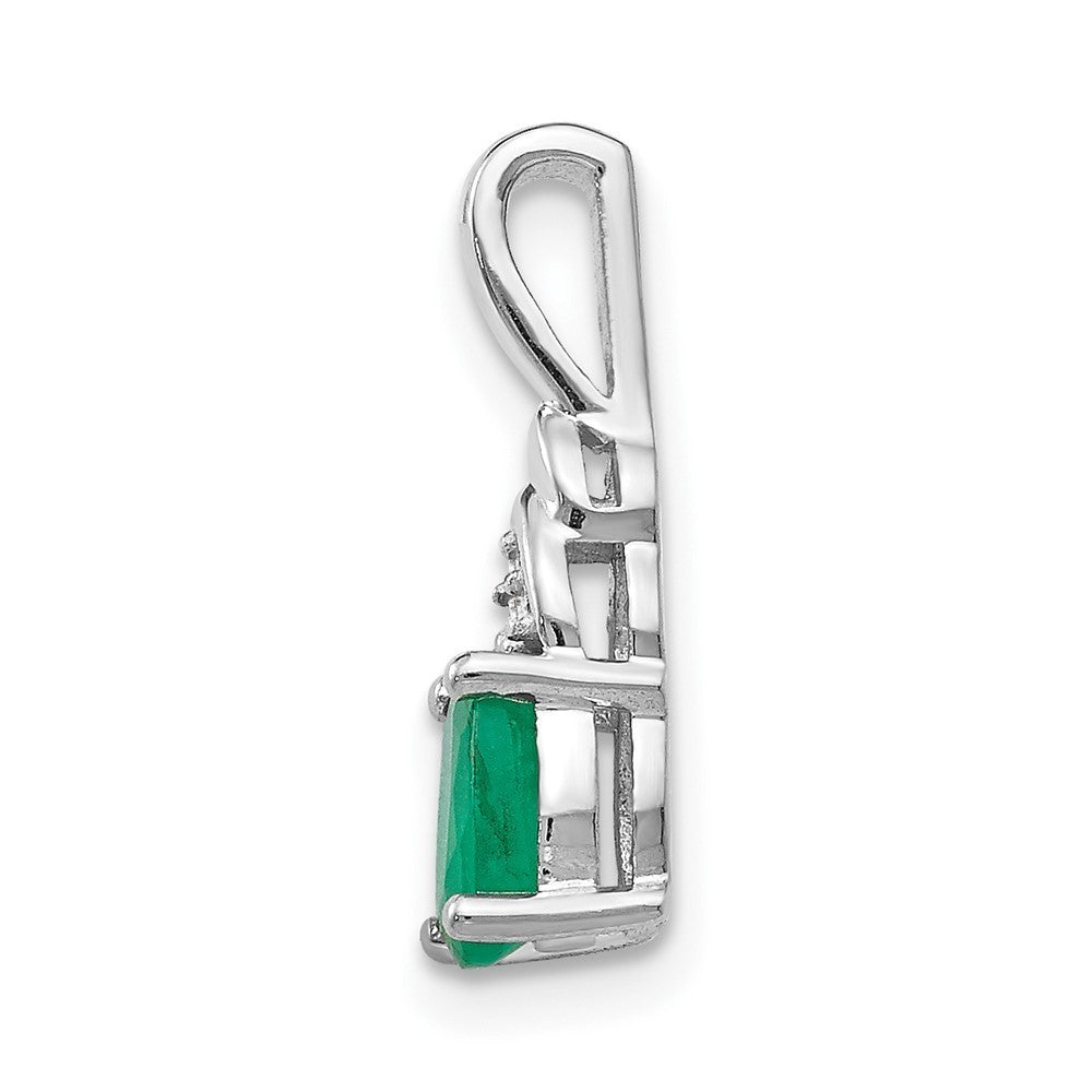 14k White Gold Emerald and Diamond Pendant