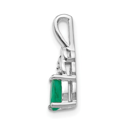14k White Gold Emerald and Diamond Pendant
