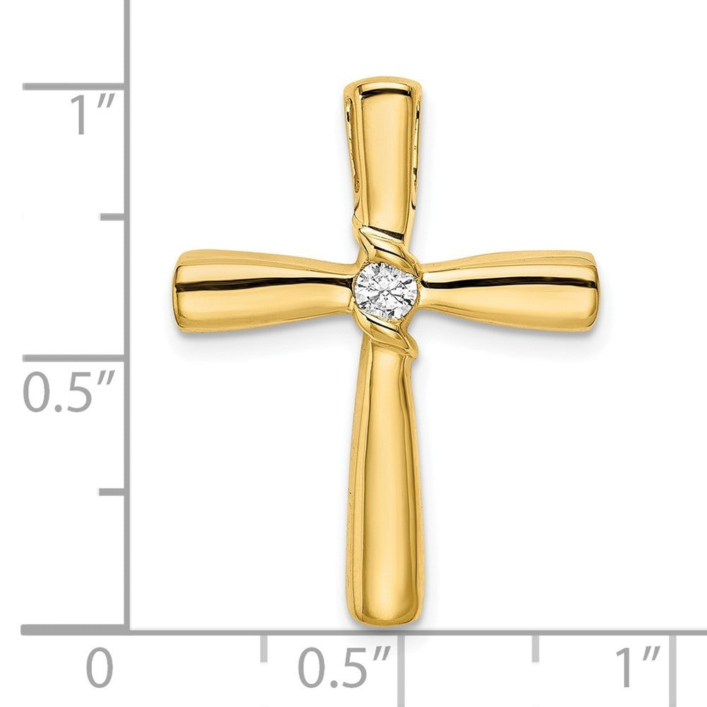 14k Yellow Gold Polished Diamond Cross Chain Slide