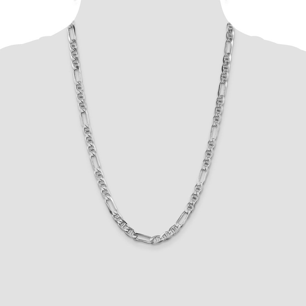 Sterling Silver Rhodium-plated 6.5mm Figaro Anchor Chain Necklace 24"