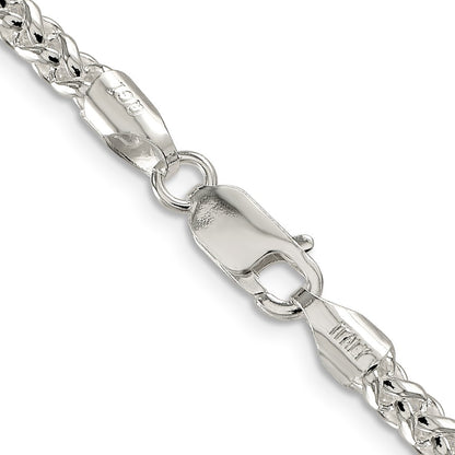 Sterling Silver 4mm Round Spiga Chain Necklace 24"
