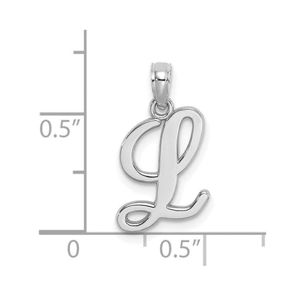 14k White Gold Script Letter L Initial Pendant