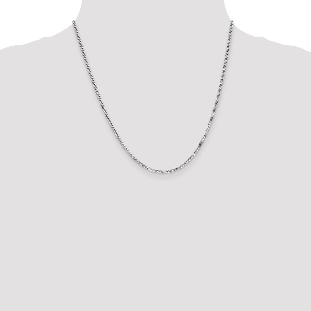 14k Yellow Gold White Gold 2.2mm Flat Beveled Curb Chain Necklace 20"