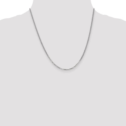 14k Yellow Gold White Gold 2.2mm Flat Beveled Curb Chain Necklace 20"