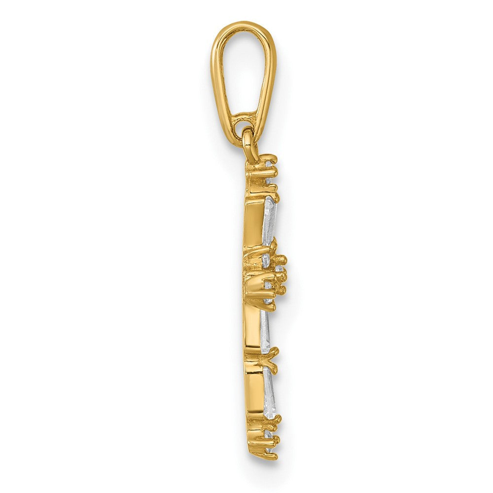 14k Yellow Gold Polished Fancy CZ Cross Pendant