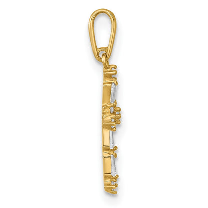 14k Yellow Gold Polished Fancy CZ Cross Pendant