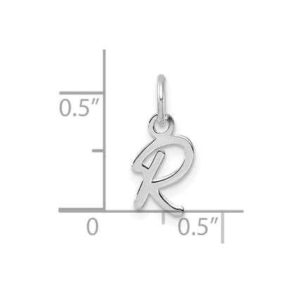 14k White Gold Uppercase Letter R Initial Charm Pendant