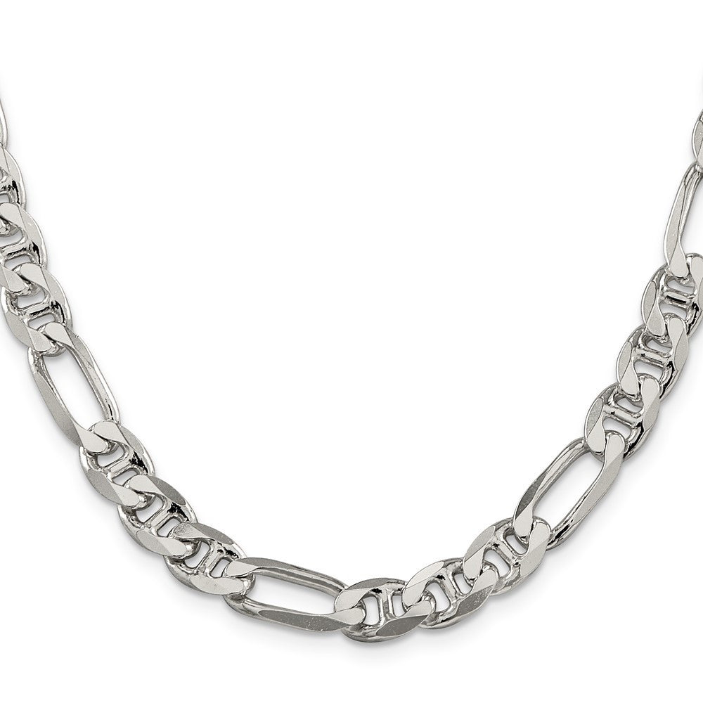 Sterling Silver 8.25mm Figaro Anchor Chain Necklace 22"