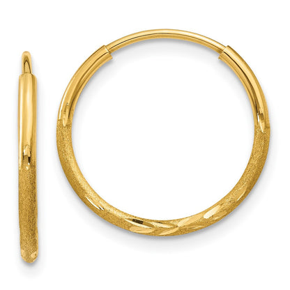 14k Yellow Gold 1.25mm Diamond-cut Endless Hoop Earring