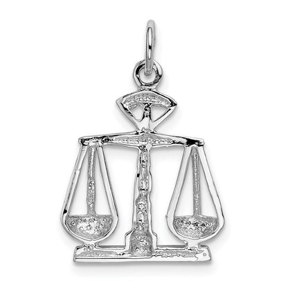 14k White Gold Polished Scales of Justice Charm Pendant