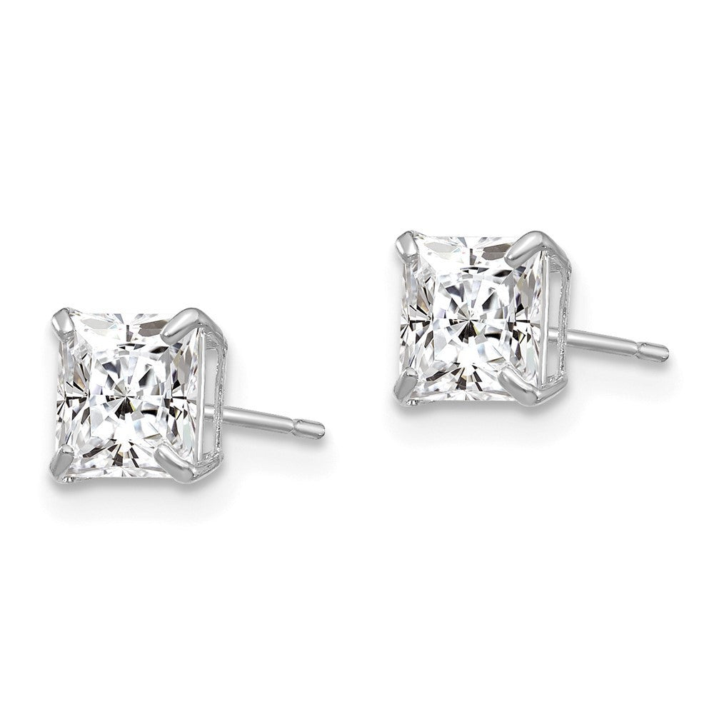 14k White Gold 5mm Square Cubic Zirconia Stud Earrings
