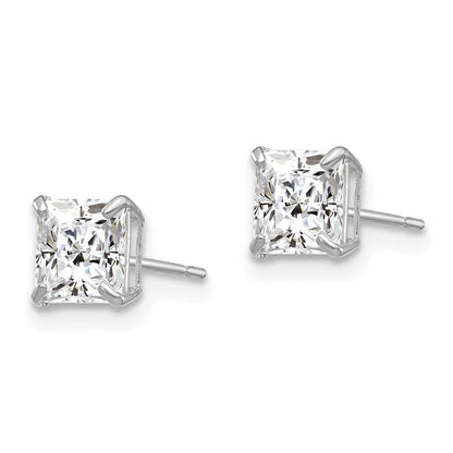 14k White Gold 5mm Square Cubic Zirconia Stud Earrings