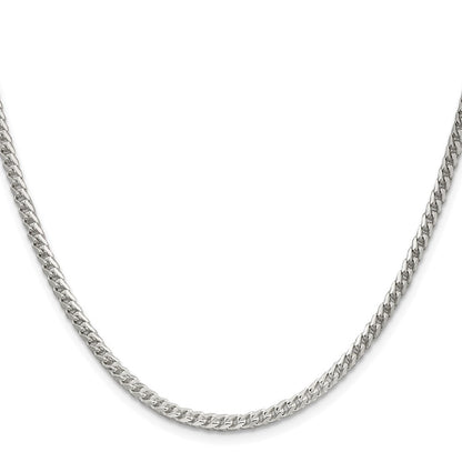 Sterling Silver 3.1mm Diamond-Cut Square Franco Chain Necklace 30"