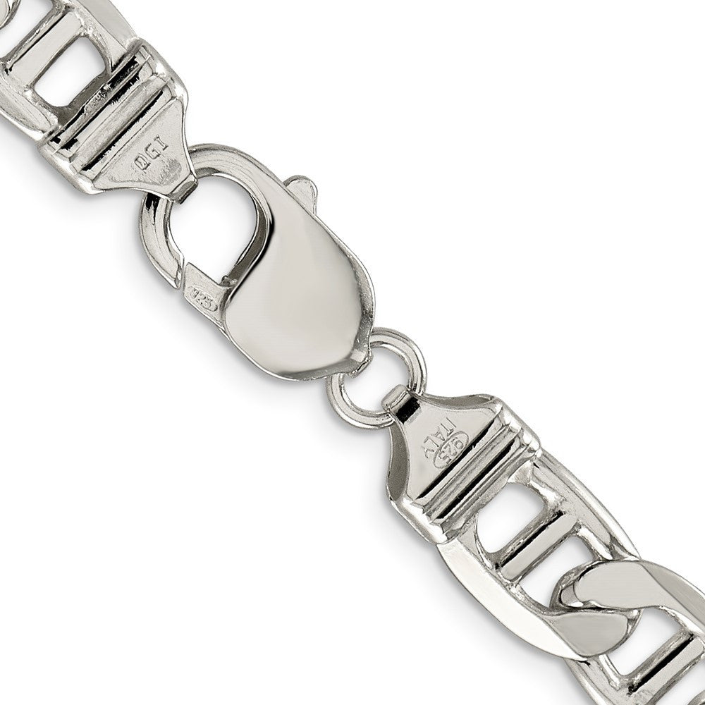 Sterling Silver 9.5mm Flat Anchor Chain Necklace 20"