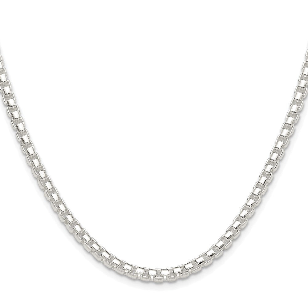 Sterling Silver Rhodium-plated Polished 4mm Round Box Chain Necklace 24"