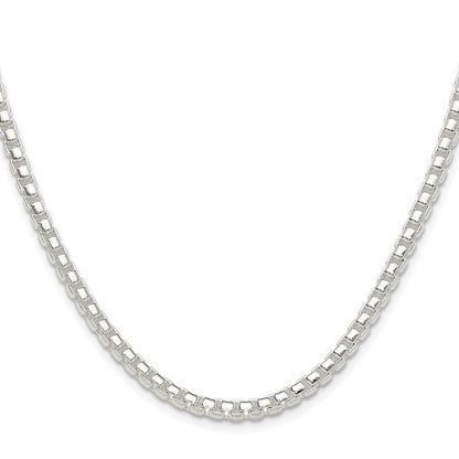 Sterling Silver Rhodium-plated Polished 4mm Round Box Chain Necklace 24"