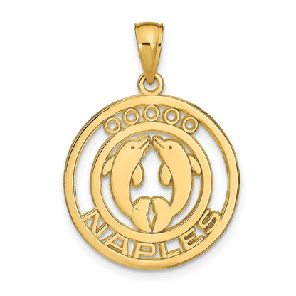 14k Yellow Gold NAPLES Dolphins Pendant
