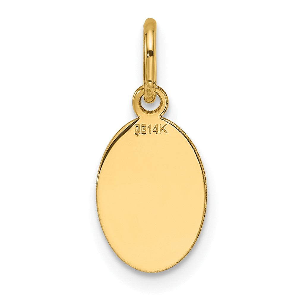 14k Yellow Gold Plain .013 Gauge Engravable Oval Disc Charm Pendant