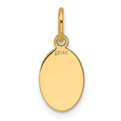 14k Yellow Gold Plain .013 Gauge Engravable Oval Disc Charm Pendant
