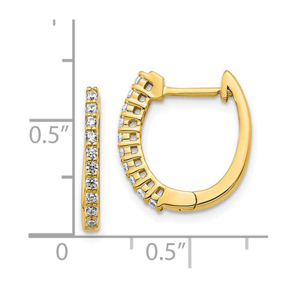 14k Yellow Gold Diamond Hinged Hoop Earrings