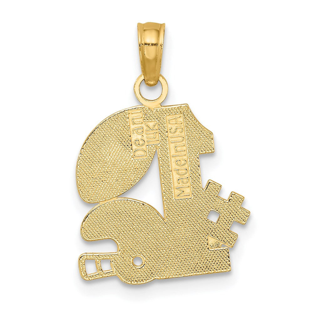14k Yellow Gold #1 Football Helmet Charm Pendant