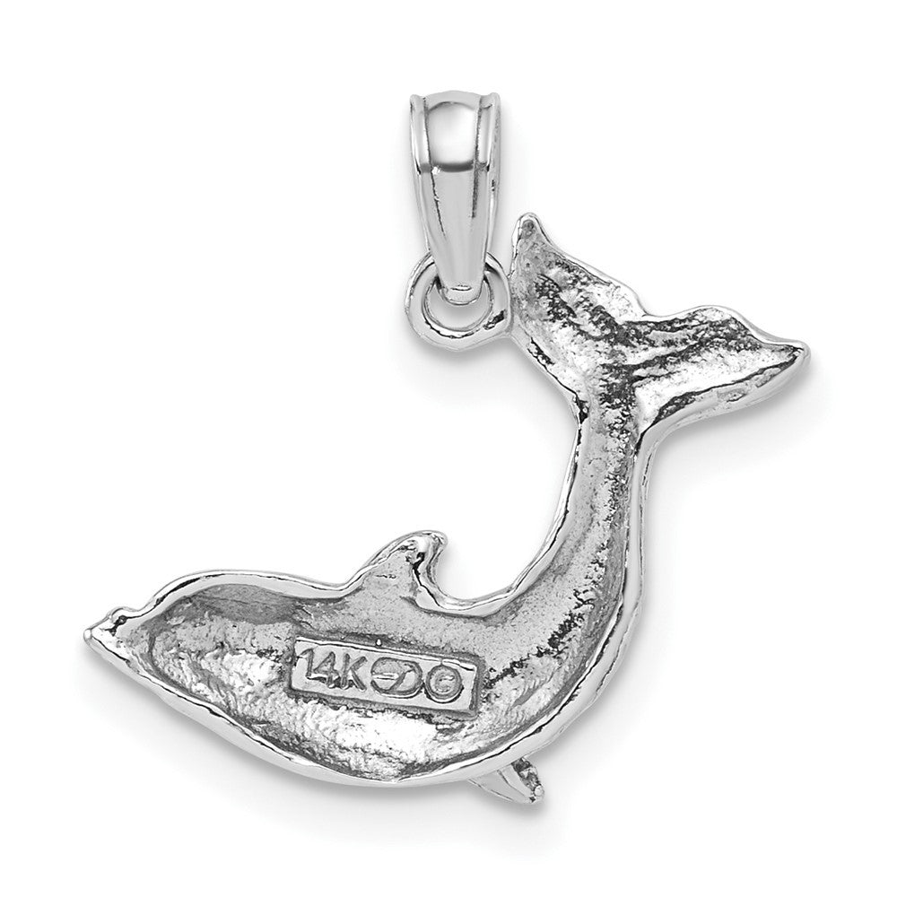 14k White Gold Jumping Dolphin Charm Pendant