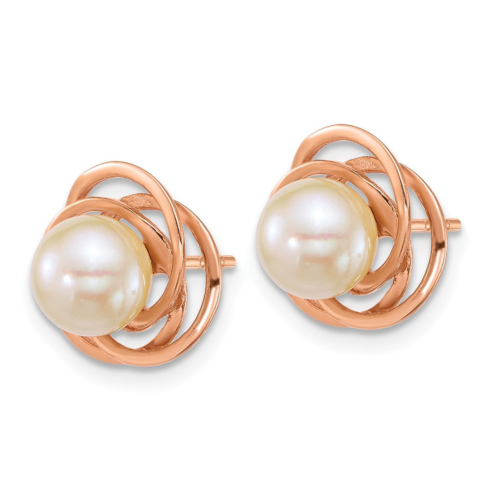 14k Rose Gold South Sea Saltwater Cultured Pearl Love Knot Stud Earrings