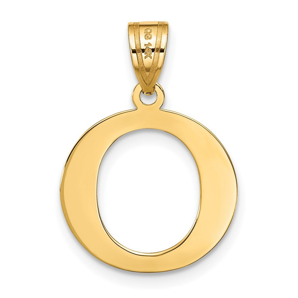 14k Yellow Gold Polished Etched Letter O Initial Pendant