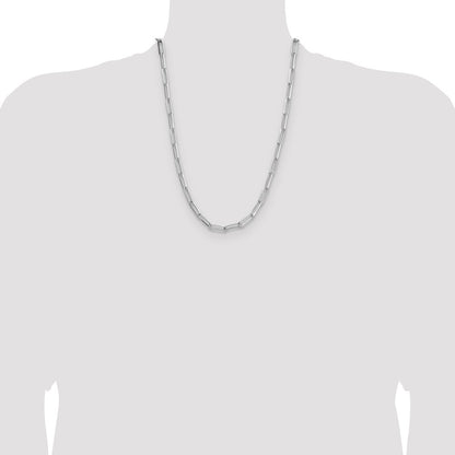 Sterling Silver Rhodium-plated 5.5mm Diamond-Cut Paperclip Chain Necklace 24"