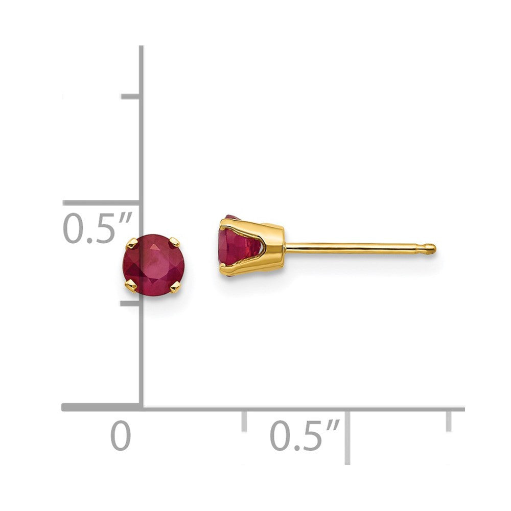 14k Yellow Gold 4mm July/Ruby Stud Earrings