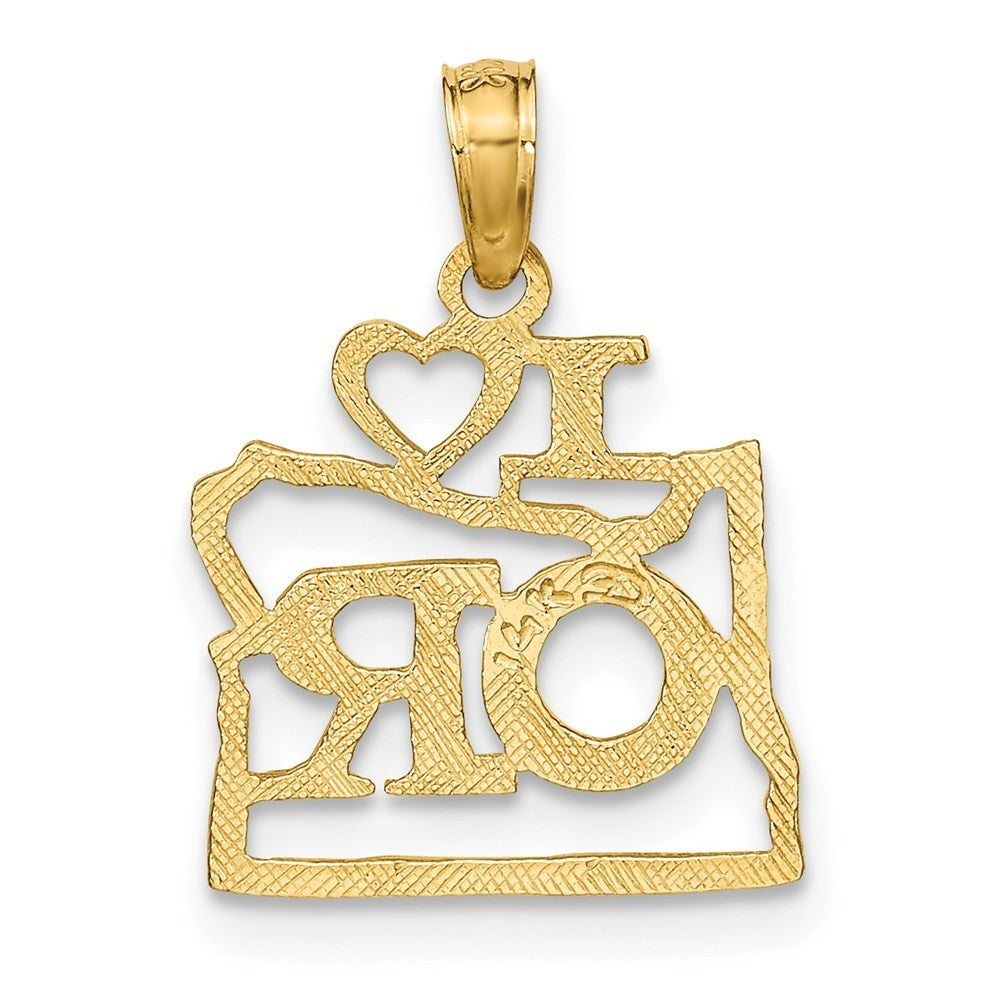 14k Yellow Gold Solid Oregon State Pendant