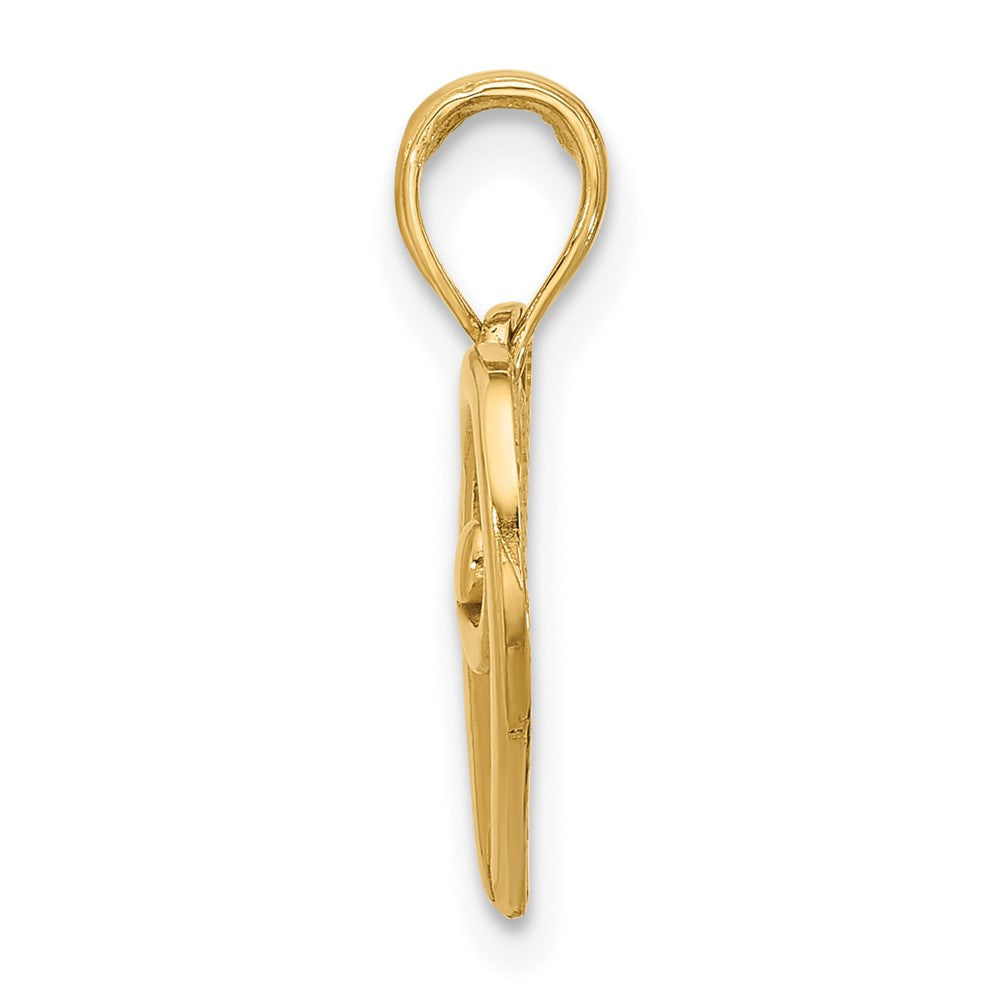 14k Yellow Gold Polished Fancy Heart Charm Pendant