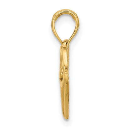 14k Yellow Gold Polished Fancy Heart Charm Pendant