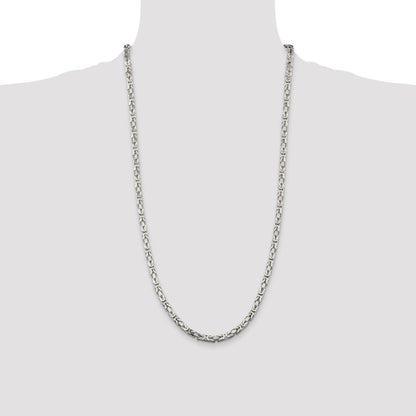 Sterling Silver 4.25mm Byzantine Chain Necklace 28"