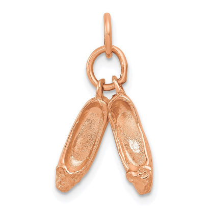 14K Rose Gold Polished 3-D Moveable Ballet Slippers Charm Pendant