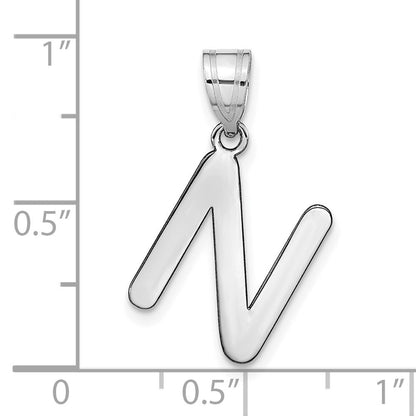 14k White Gold Polished Bubble Letter N Initial Pendant