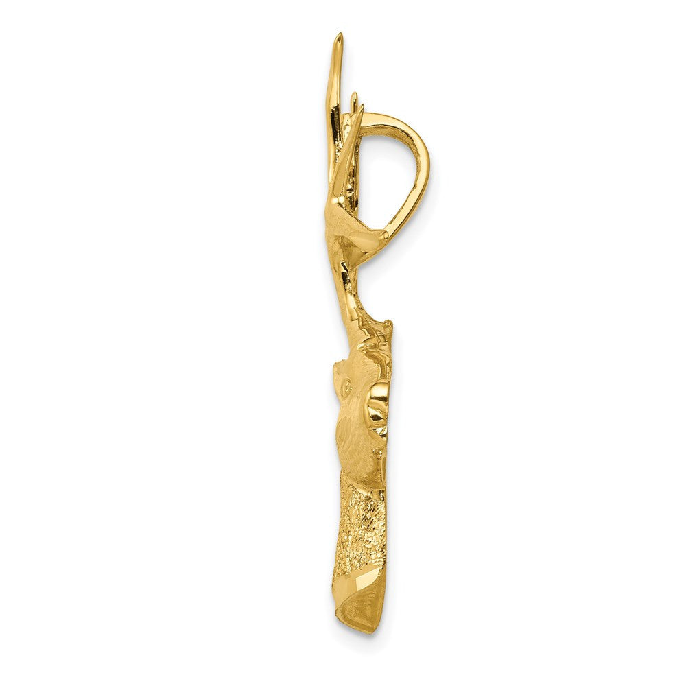 14k Yellow Gold Laser Cut Deer Charm Pendant