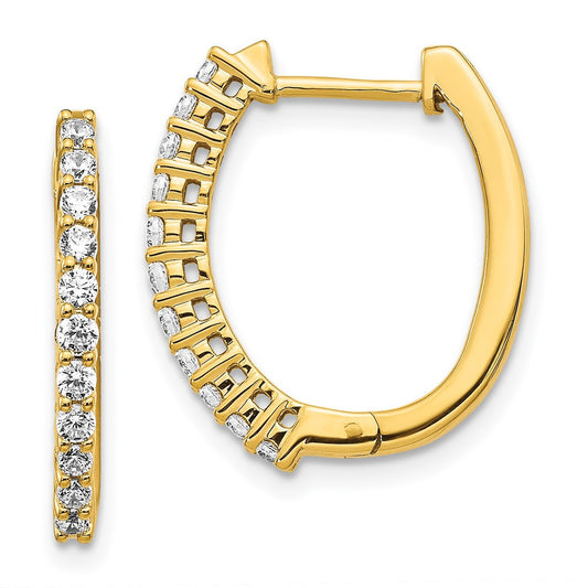 14k Yellow Gold Diamond Hinged Hoop Earrings