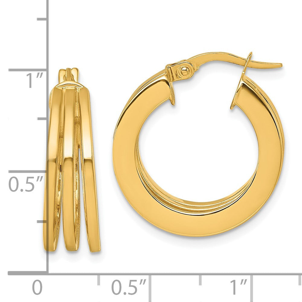 14k Yellow Gold Polished Square Tube Hoop Earrings