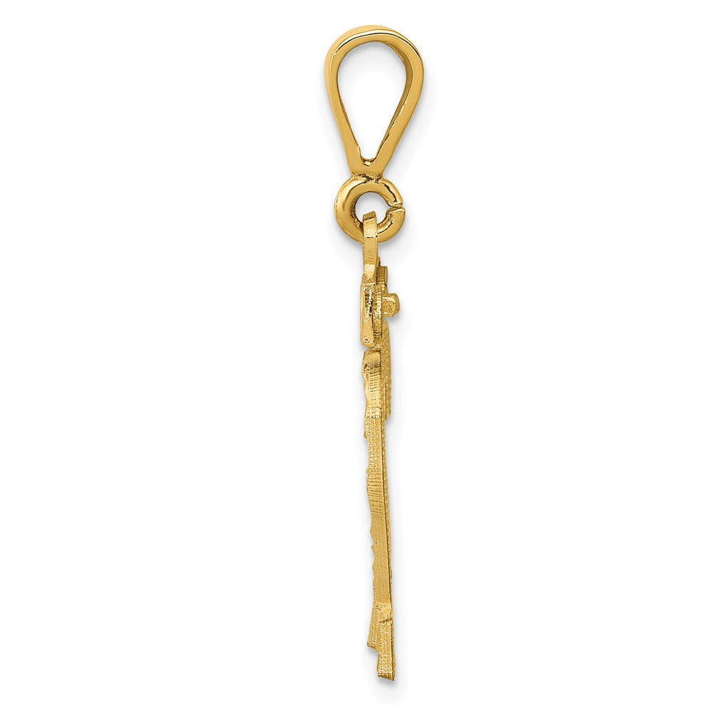 14k Yellow Gold Medium Diamond-cut Number 22 Charm Pendant
