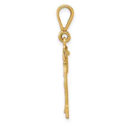 14k Yellow Gold Medium Diamond-cut Number 22 Charm Pendant