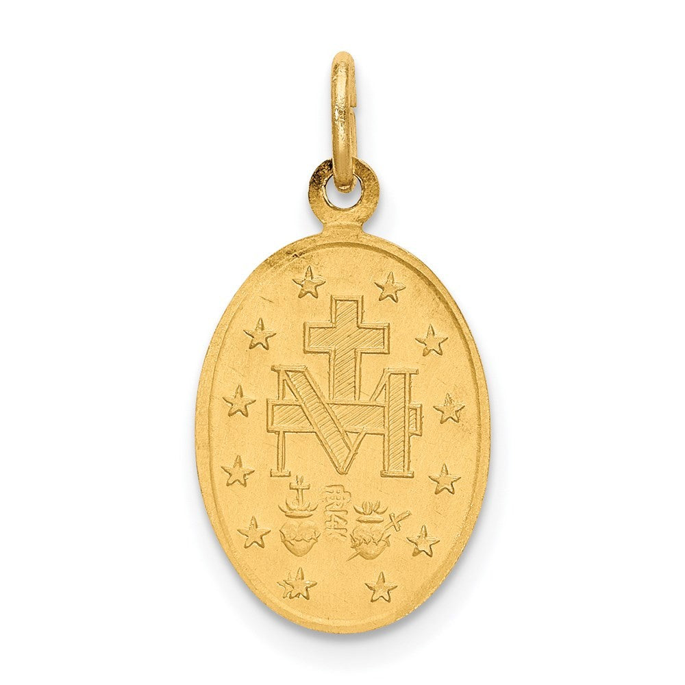 14k Yellow Gold Solid Polished/Satin Small Oval Miraculous Medal