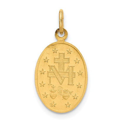 14k Yellow Gold Solid Polished/Satin Small Oval Miraculous Medal