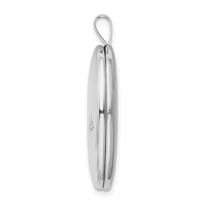 Sterling Silver Rhod-pltd 20mm LOVE TO THE MOON Diamond Oval Locket Pendant