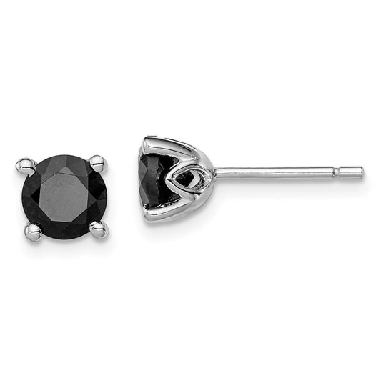 Sterling Silver Rhodium-plated Black Sapphire Stud Earrings