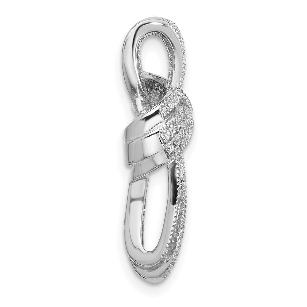 Sterling Silver Rhodium-plated Fancy CZ Cross Pendant Slide