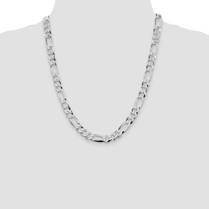 Sterling Silver Rhodium-plated Lightweight Flat Figaro Chain Necklace 22"