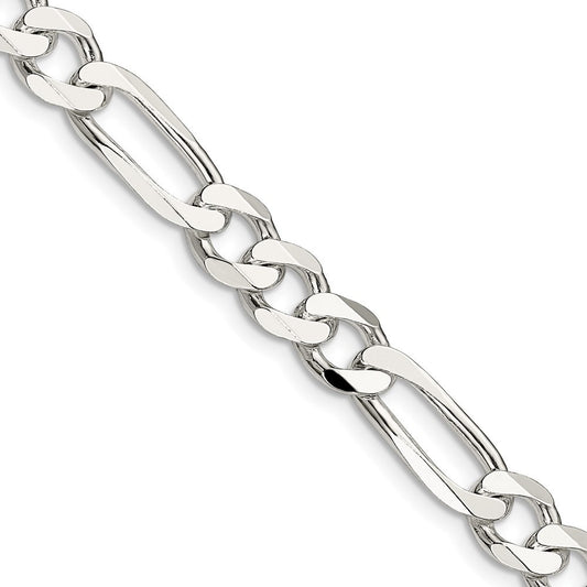 Sterling Silver 7.5mm Figaro Chain Necklace 20"