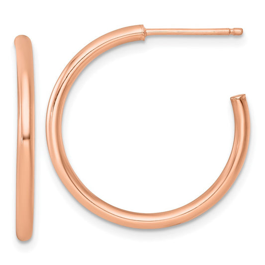 14k Rose Gold Polished 2.0 x 25mm Tube C-Hoop Earrings